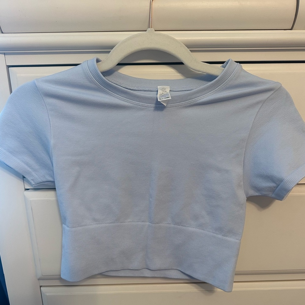 Offline / Aerie Blue Short Sleeve Cropped Tee